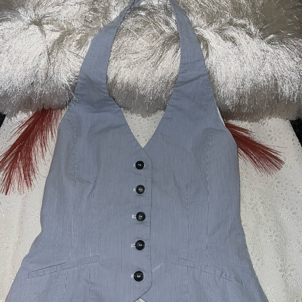 Blue and white vest or top